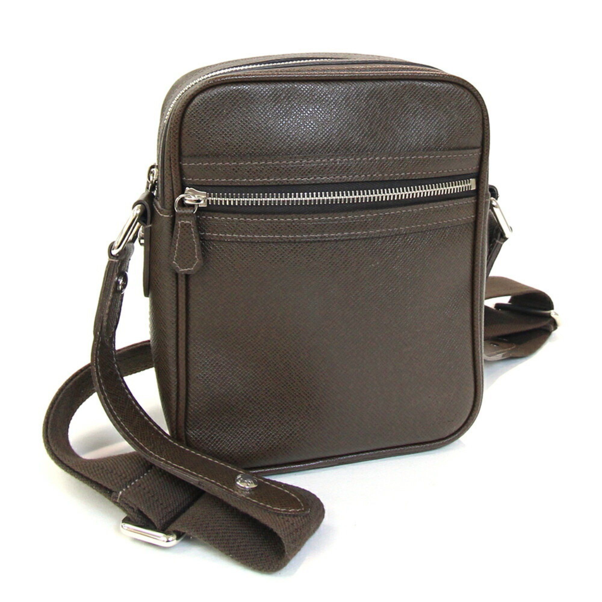 Louis Vuitton Shoulder Bag Taiga Dimitri M32468 Grisli Brown Crossbody Men's Louis Vuitton