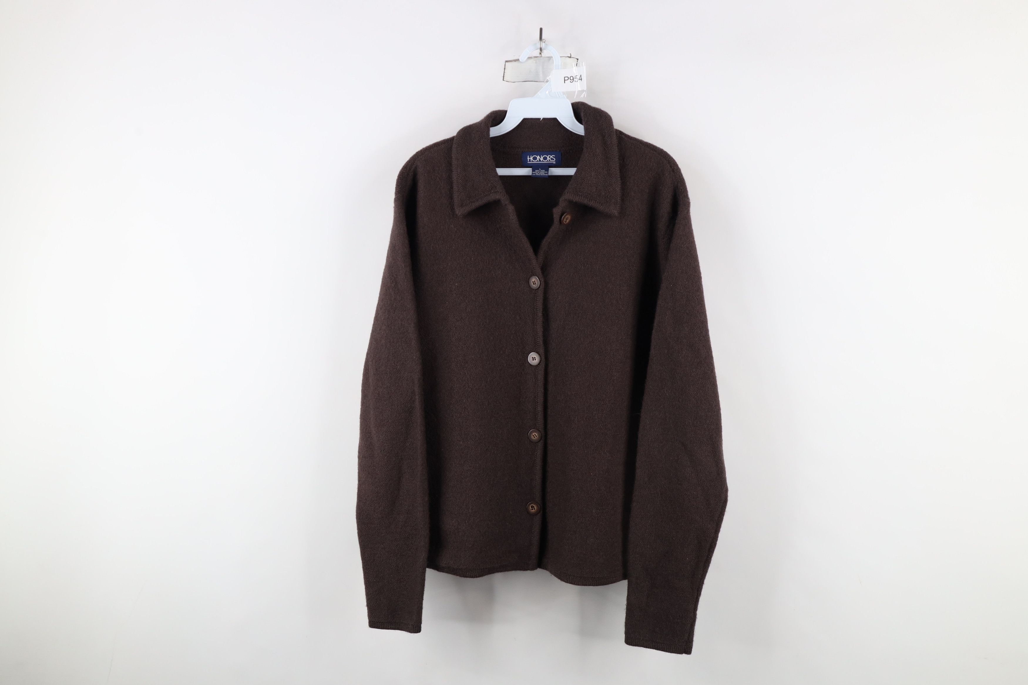 Vintage Vintage 90s Streetwear Knit Collared Cardigan Sweater Brown Size L / US 10 / IT 46 - 1 Thumbnail