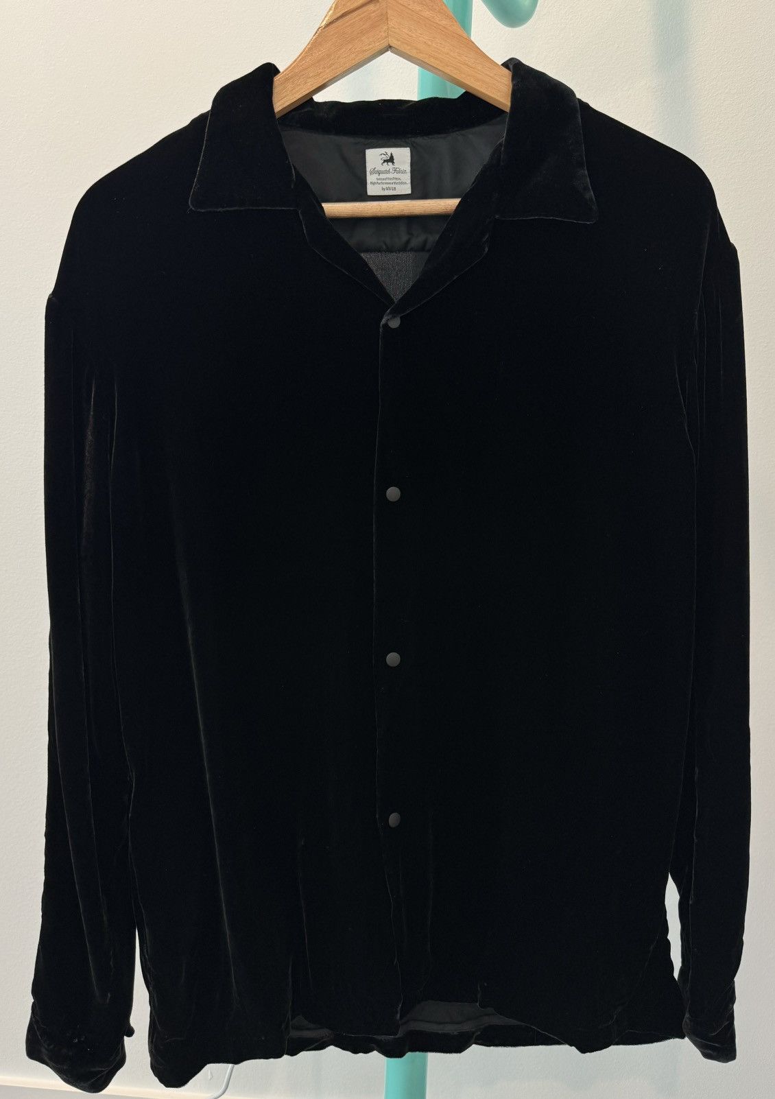 image of Sasquatchfabrix Black Velvet Shirt-Jacket, Men's (Size Medium)