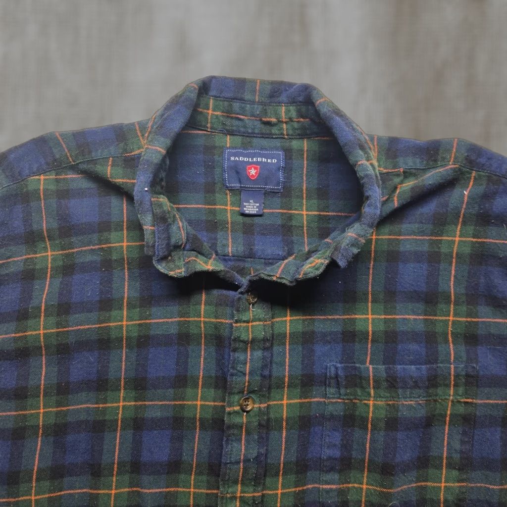 Vintage Saddlebred Shirt Button-Up Plaid Long Sleeve 100% Cotton XL Blue Men Size US XL / EU 56 / 4 - 1 Thumbnail