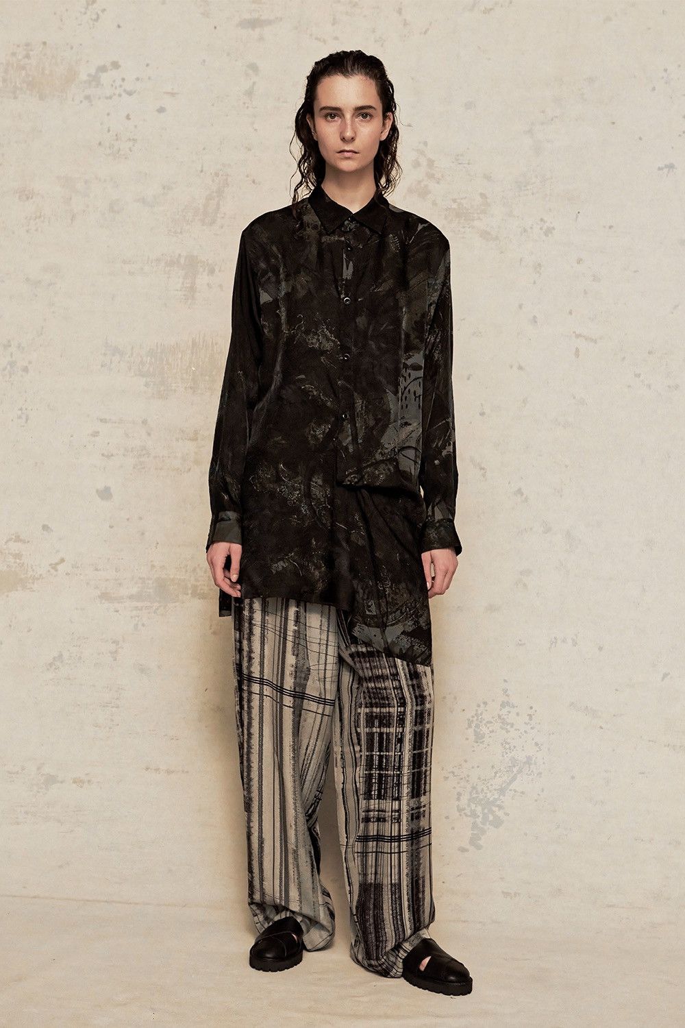 Yohji Yamamoto NWT S/S24 Y’s Rayon/Silk Hand Draw Print High Waist Pants Size US 30 / EU 46 - 1 Thumbnail