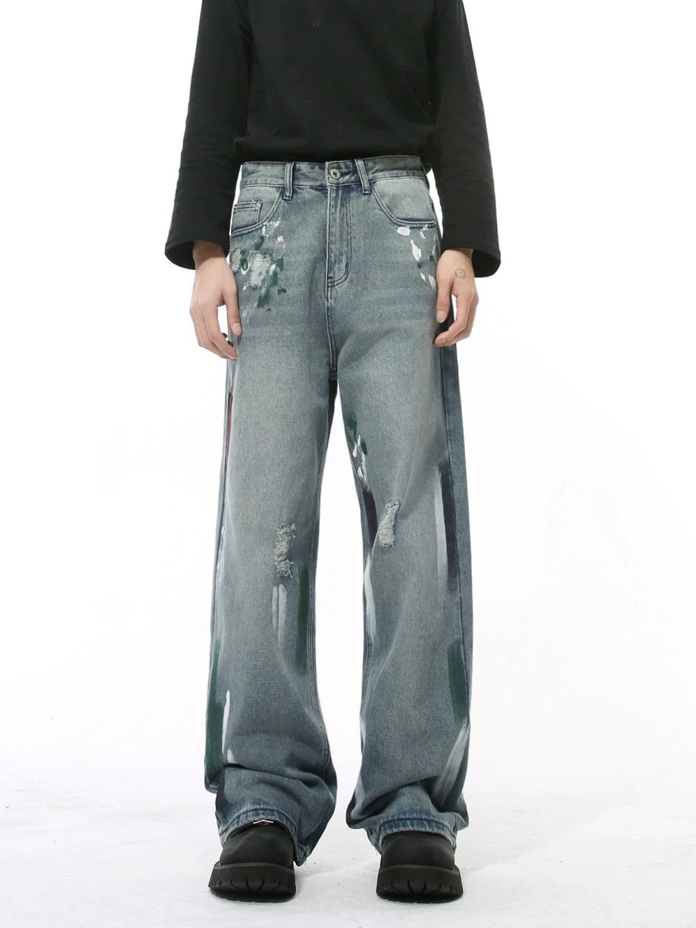 Jean Japanese heavy graffiti straight loose jeans Size US 32 / EU 48 - 1 Thumbnail