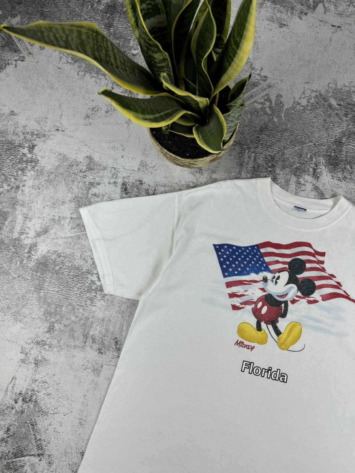 Mickey Mouse 90S Mickey Mouse Florida USA Flag Cartoon Y2K T Shirt Tee Size US XL / EU 56 / 4 - 4 Thumbnail