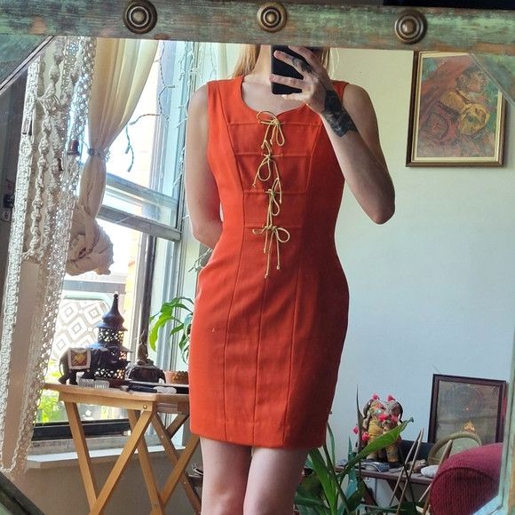 Vintage Tuan Le Duc Gamma Vintage wool orange mini dress size 1 Size XS / US 0-2 / IT 36-38 - 1 Thumbnail