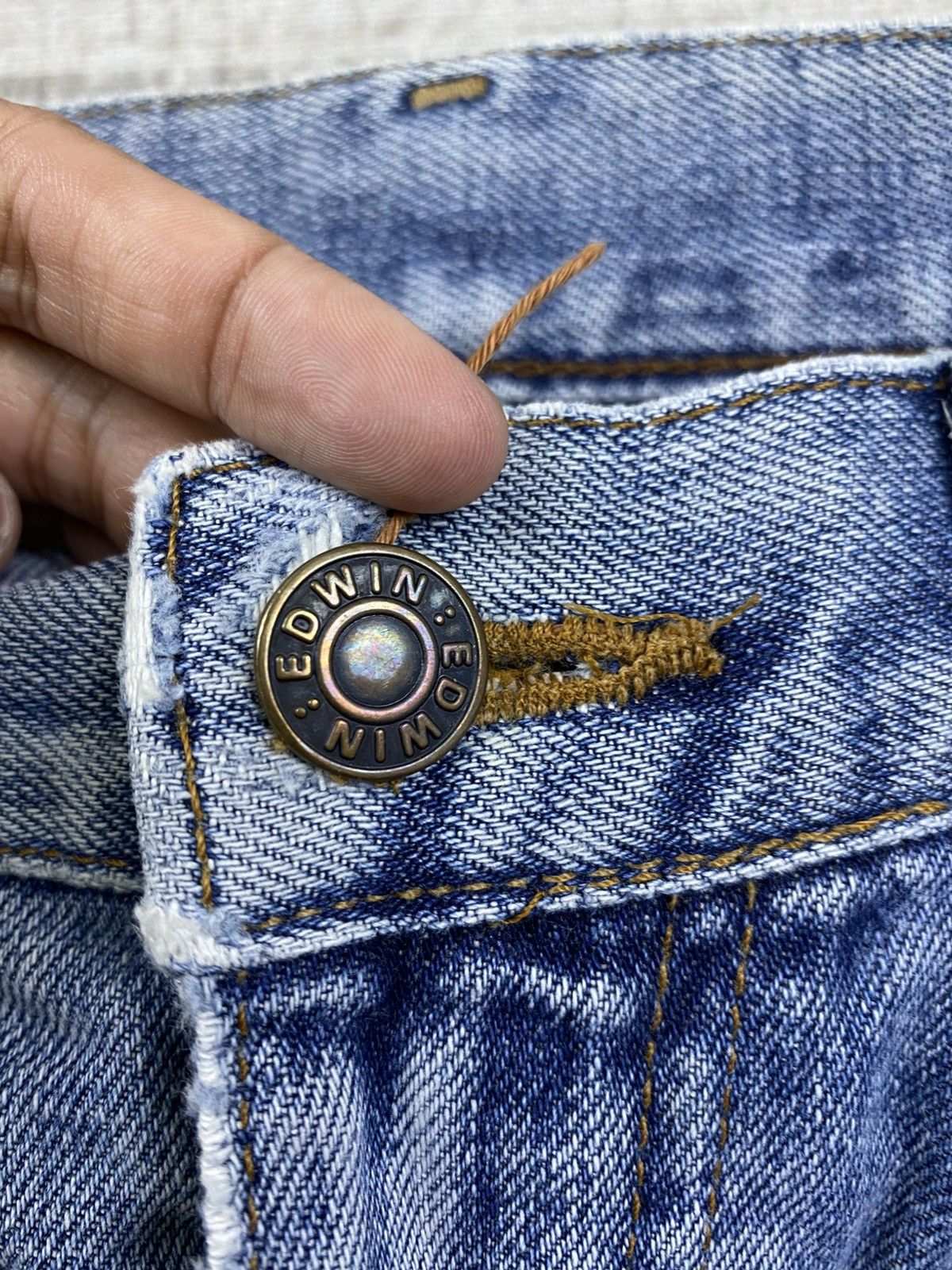 Edwin Vintage Edwin 503 Denim Blue Distressed Denim Pants Size US 31 - 11 Thumbnail