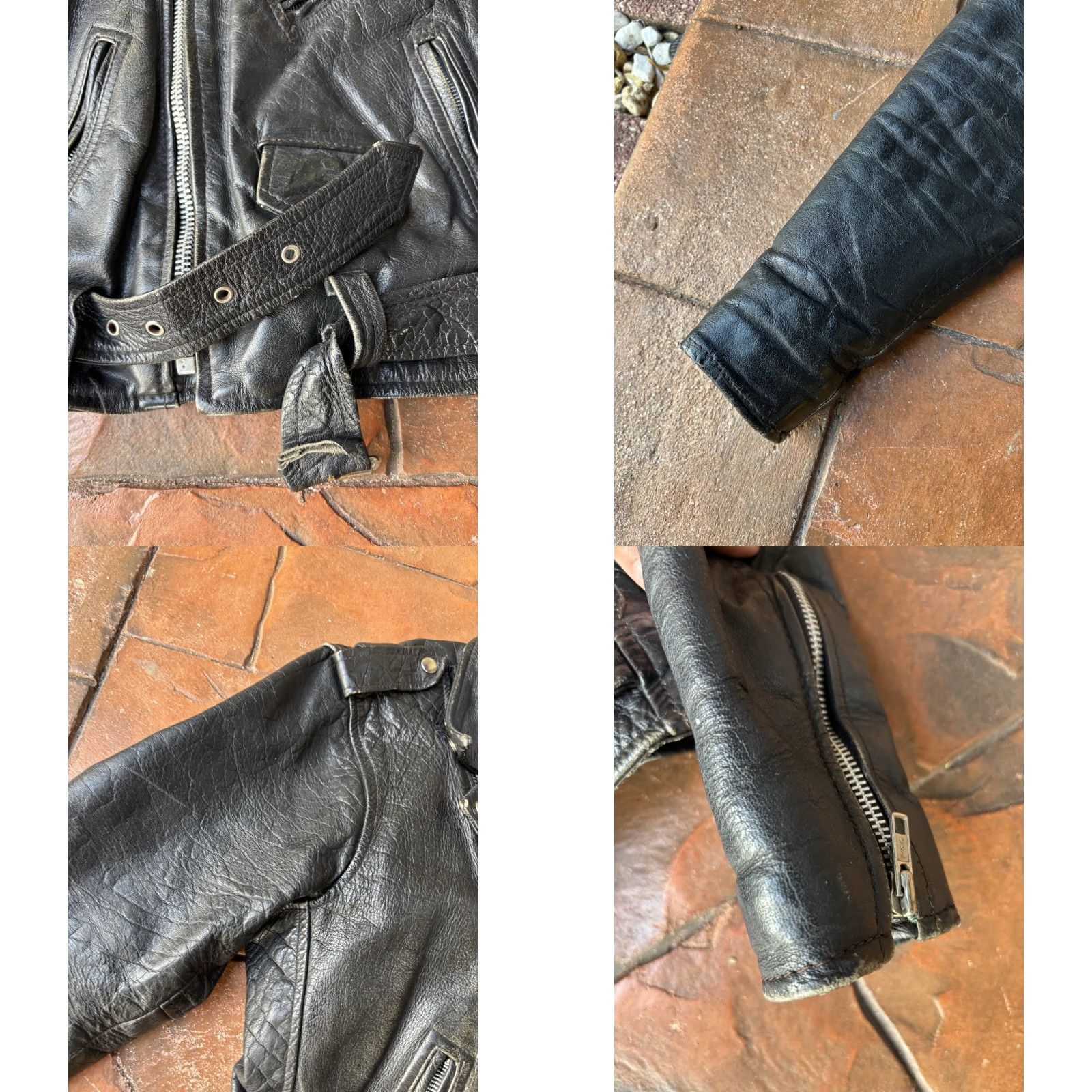 Vintage VINTAGE Diamond Leather Motorcycle Jacket Women’s 38 Black Size XS / US 0-2 / IT 36-38 - 8 Thumbnail