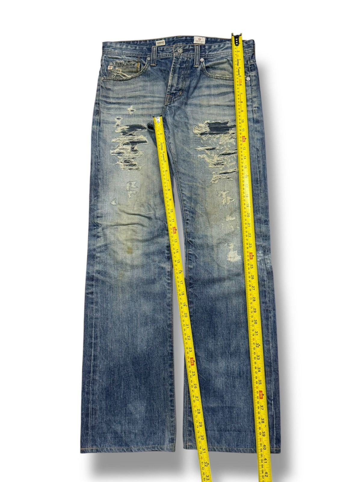 AG Adriano Goldschmied Vintage AG Adriano Goldschmied Destroyed Vintage Wash Denim Size US 33 - 13 Thumbnail