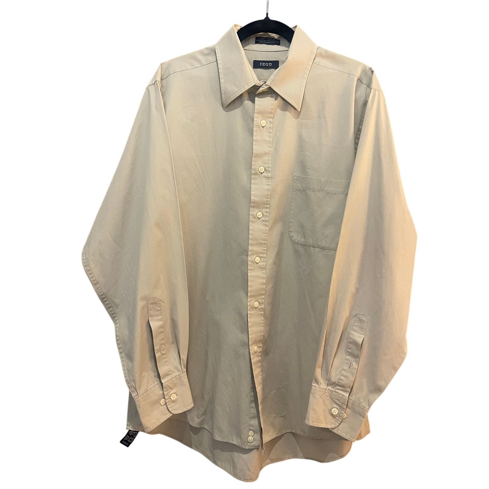 Izod IZOD Men’s Dress Shirt Large 16 34/35 Cream Button Down Size US L / EU 52-54 / 3 - 4 Thumbnail