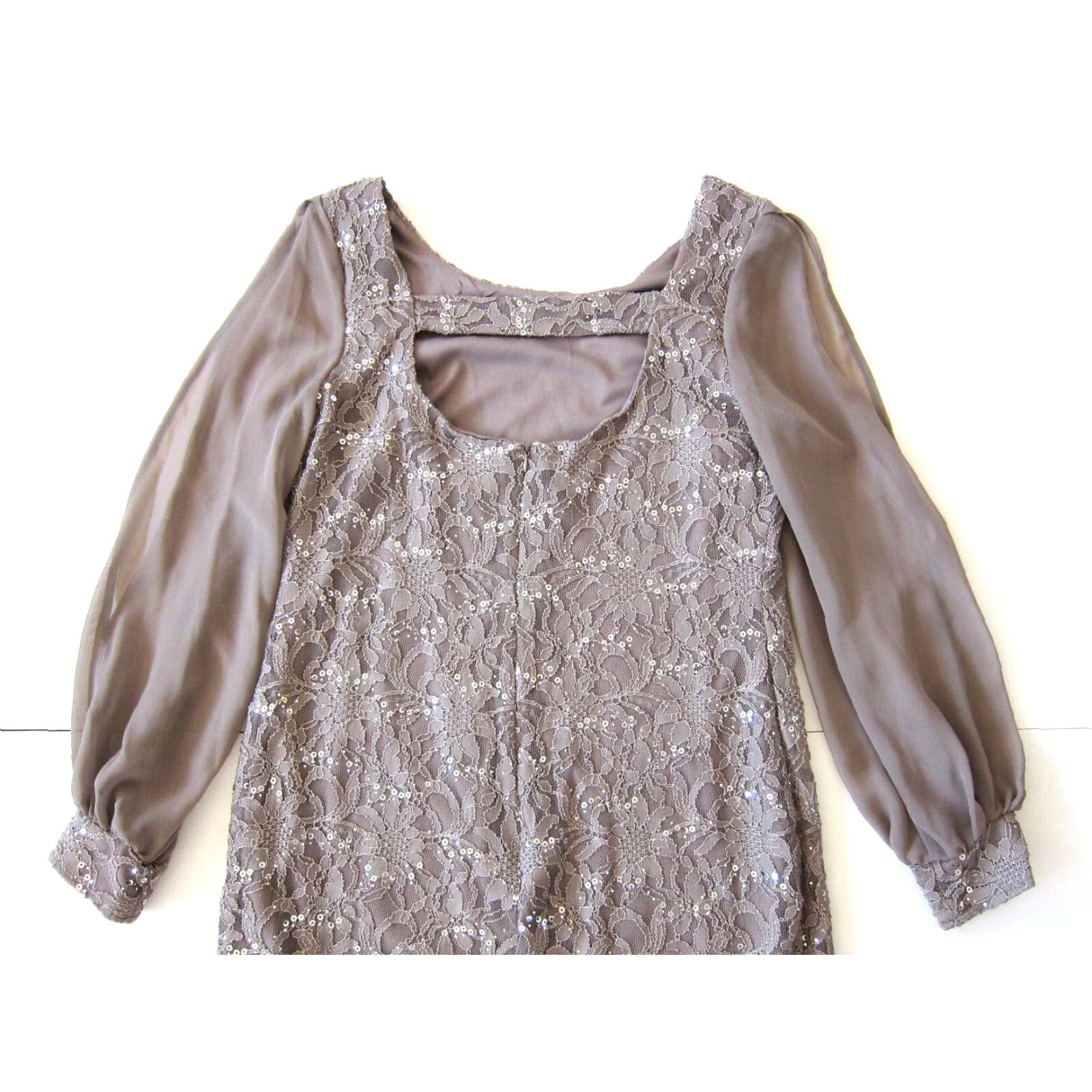 Vintage Scarlett Nite Brown Floral Stretch Sequin Long Sleeve Tunic Shift Dress 14 Size XL / US 12-14 / IT 48-50 - 5 Thumbnail