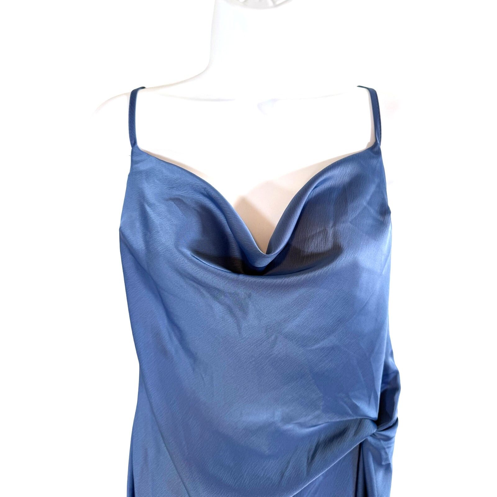 Other NWT Cowl Neck Slip Mini Dress Dusty Blue Sz L Boutique Glam Size L / US 10 / IT 46 - 2 Thumbnail