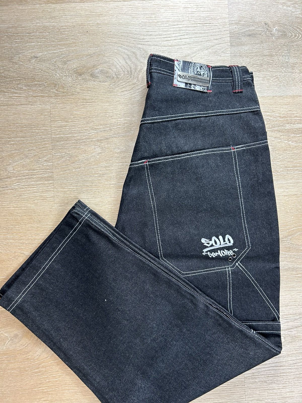 Image of Jnco x Vintage Solo Baggy Jeans in Black, Men's (Size 38)