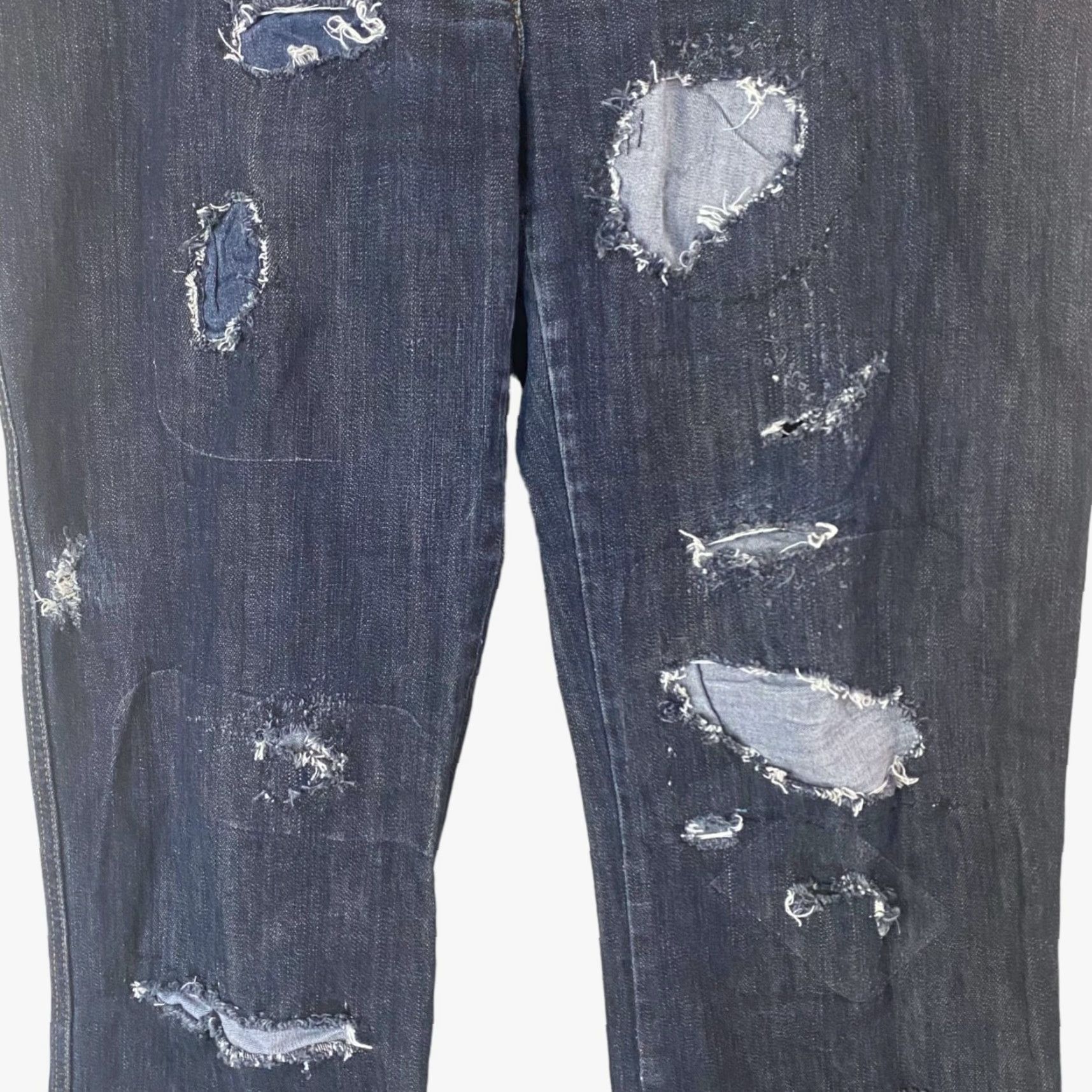 Dolce & Gabbana Dolce & Gabbana Jeans Women Size 10 Blue Crop Straight-Leg Denim Raw-Hem Mid Rise Distressed Womens Size 32" / US 10 / IT 46 - 7 Thumbnail