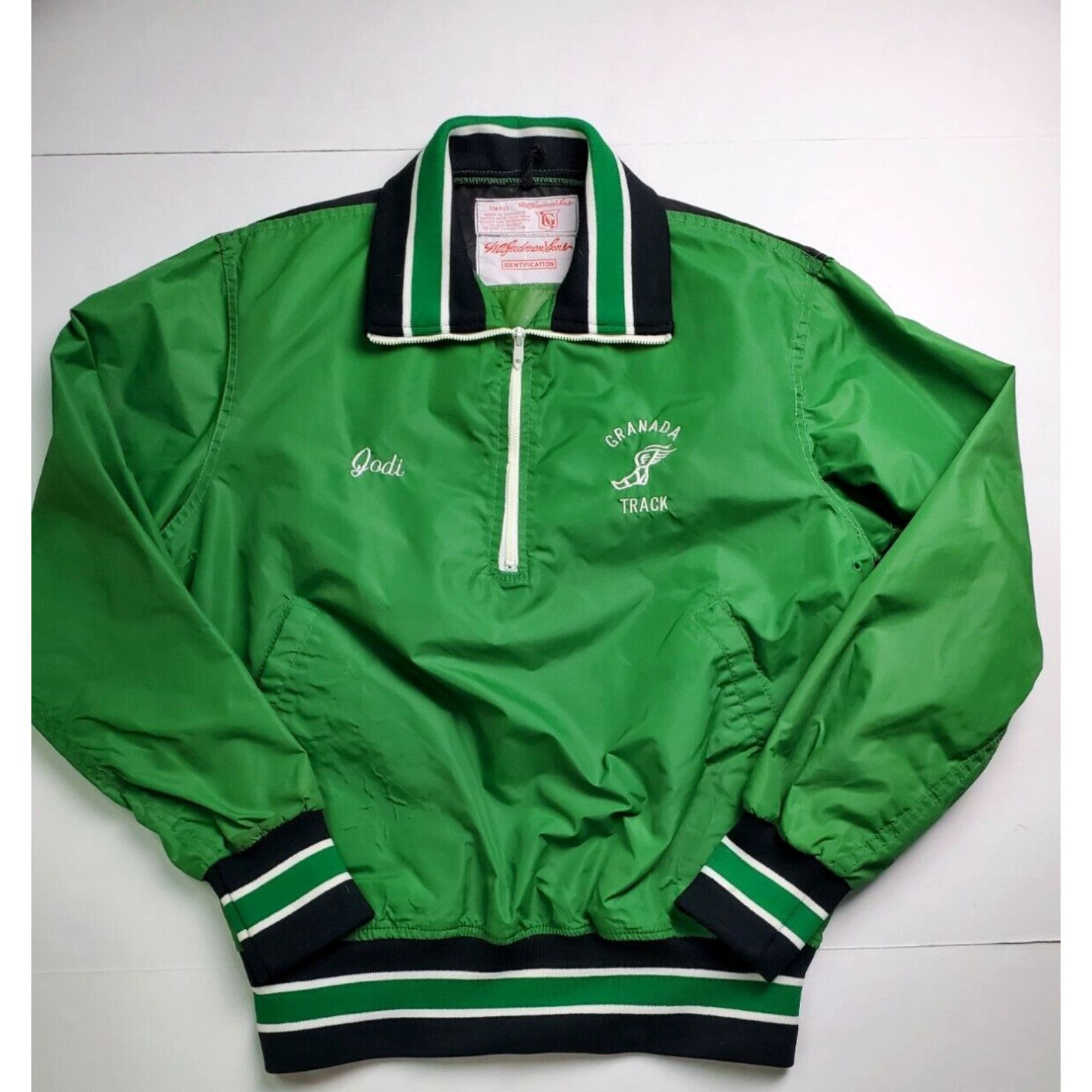 Image of Vintage Goodman & Sons Windbreaker Small Adults Jacket 1970S Green Granada in White, Men's