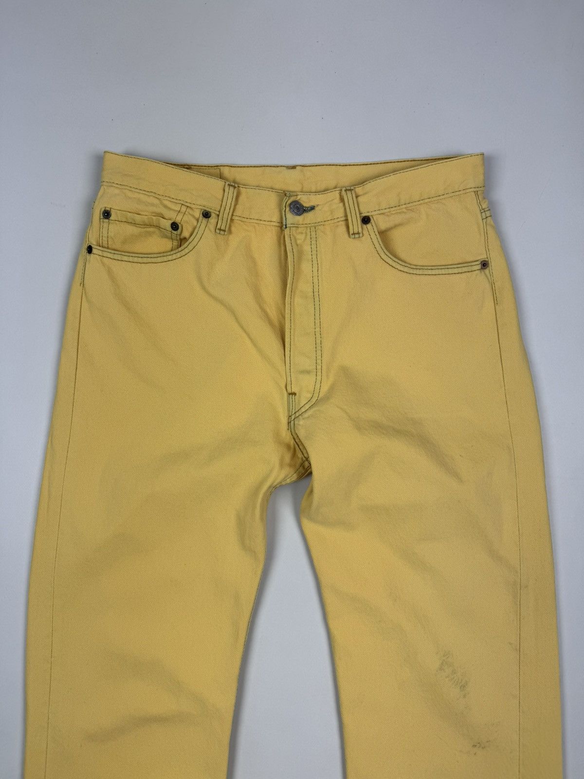 Levi's 1990’s Distressed Levi’s 501xx Yellow Denim Jeans Pants Size US 36 / EU 52 - 9 Thumbnail