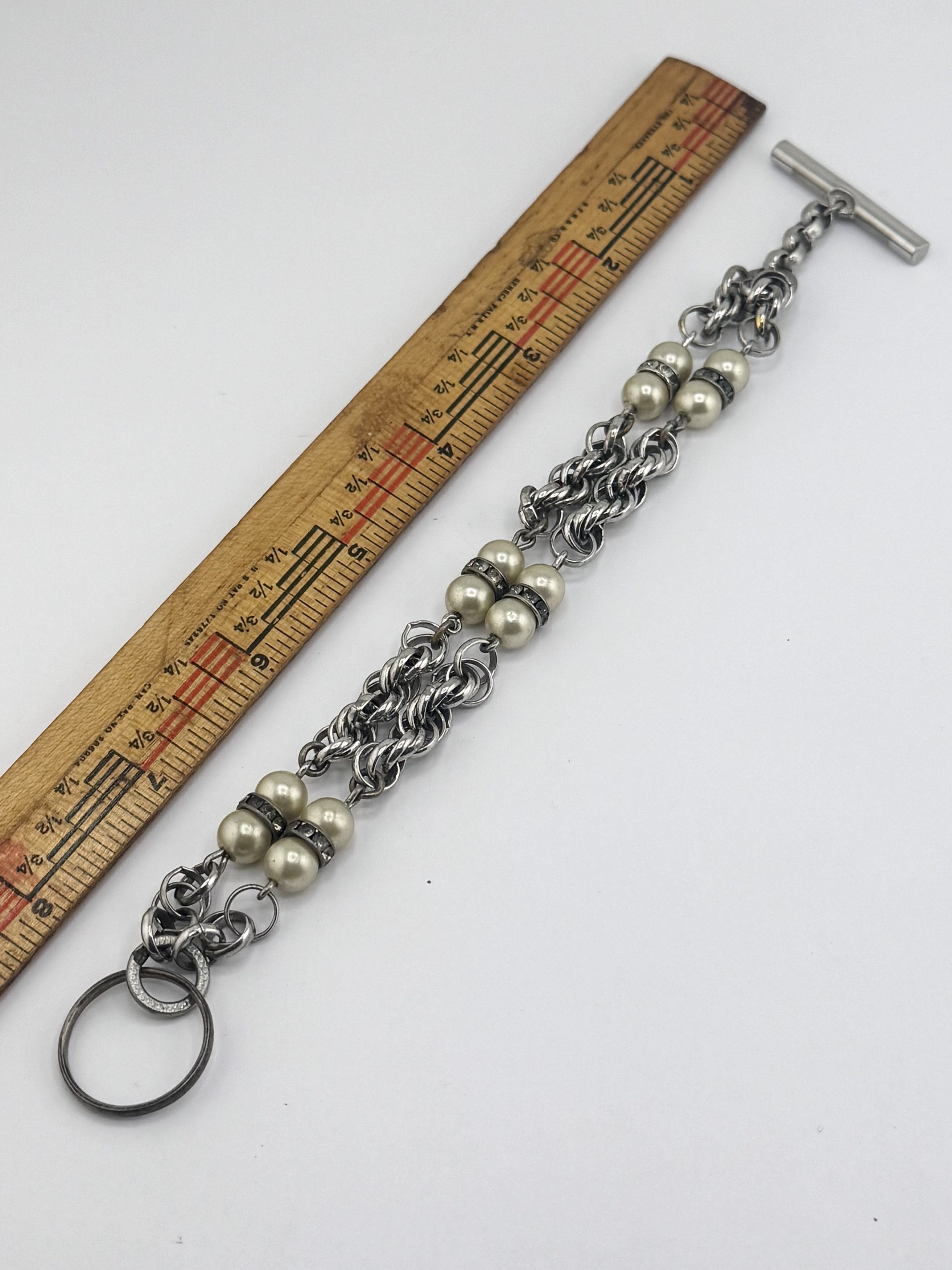 Vintage Vintage silver chain pearl rhinestone bracelet Size ONE SIZE - 5 Thumbnail