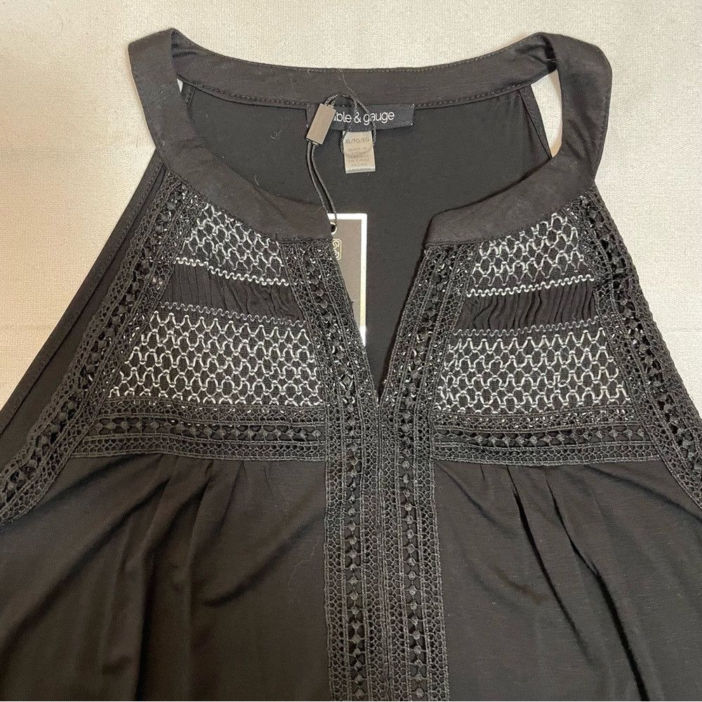 Other NWT New Cable & Gauge Sleeveless Embroidered Black Viscose Size XL / US 12-14 / IT 48-50 - 8 Thumbnail