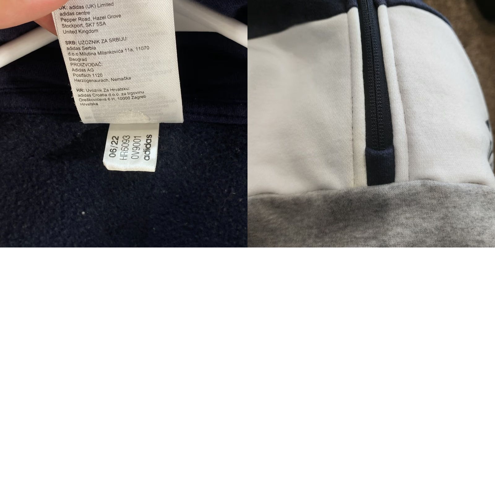 Adidas VINTAGE ADIDAS 1/4 Quarter Zip Hooded Hoodie Blue White Gray Sweatshirt w/Pockets Mens XL Size US XL / EU 56 / 4 - 8 Thumbnail