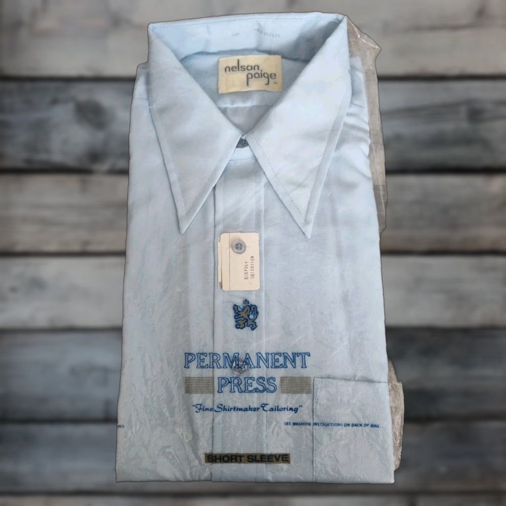 Paige VINTAGE Nelson Paige Shirt 16 Button Up Half Sleeve Blue Permanent Press MCM NEW Size US L / EU 52-54 / 3 - 1 Thumbnail