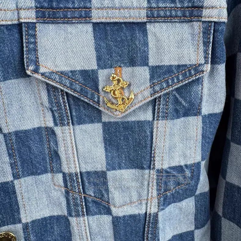 Louis Vuitton Louis Vuitton SS24 Blue Checkerboard Anchor Gold Button Ja Size S / US 4 / IT 40 - 6 Thumbnail