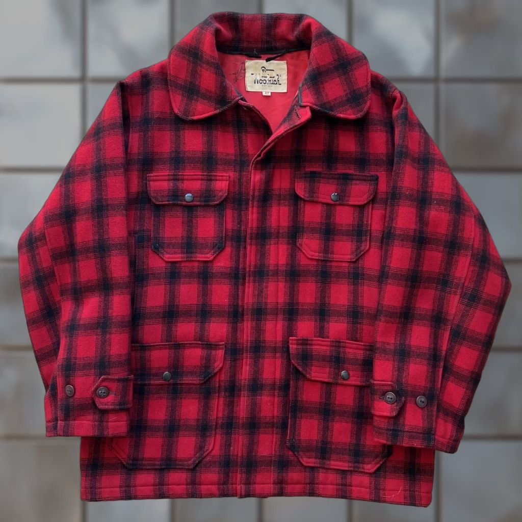 Vintage Vintage Woolrich Buffalo Plaid Chore Jacket 42 Red Woolrich Chore Jacket Mens Regular Wool 80s USA Workwear Logo Zip Jacket Size US XS / EU 42 / 0 - 1 Thumbnail