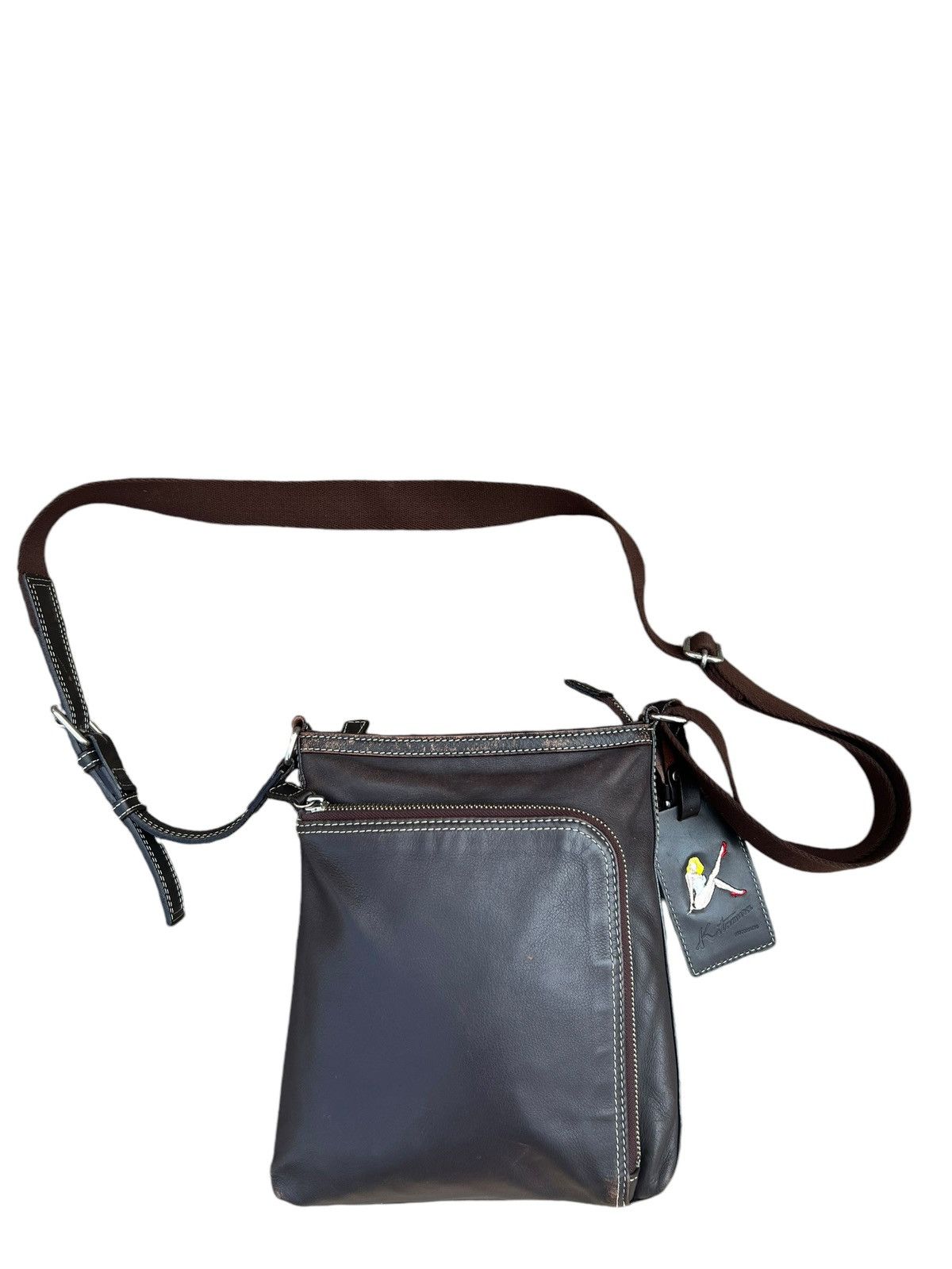 Leather Vintage Kitamura Japan Faded Patina Leather Sling Bag Size ONE SIZE - 7 Thumbnail