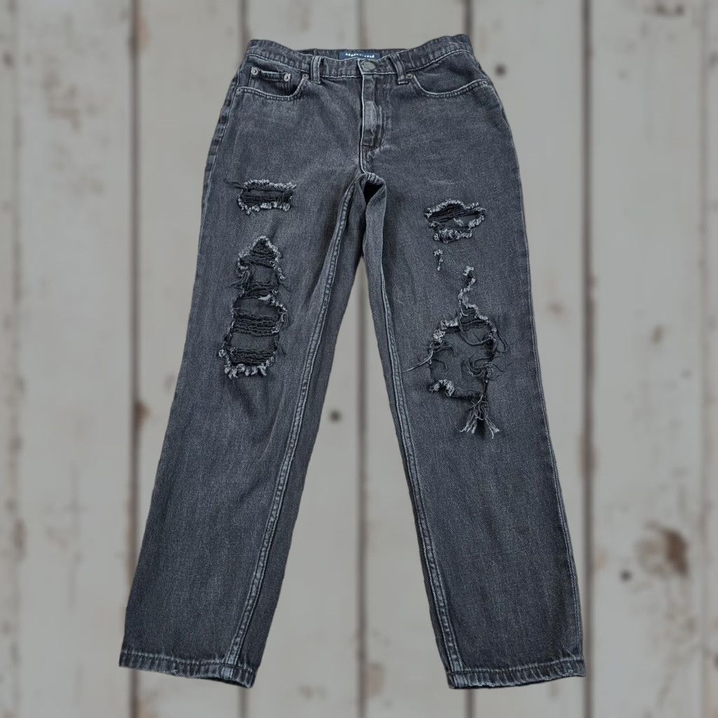 Vintage Aéropostale Mom Jeans Women 4 Black High Rise Distressed 27x26 Relaxed Fit Denim Size 27" / US 4 / IT 40 - 1 Thumbnail