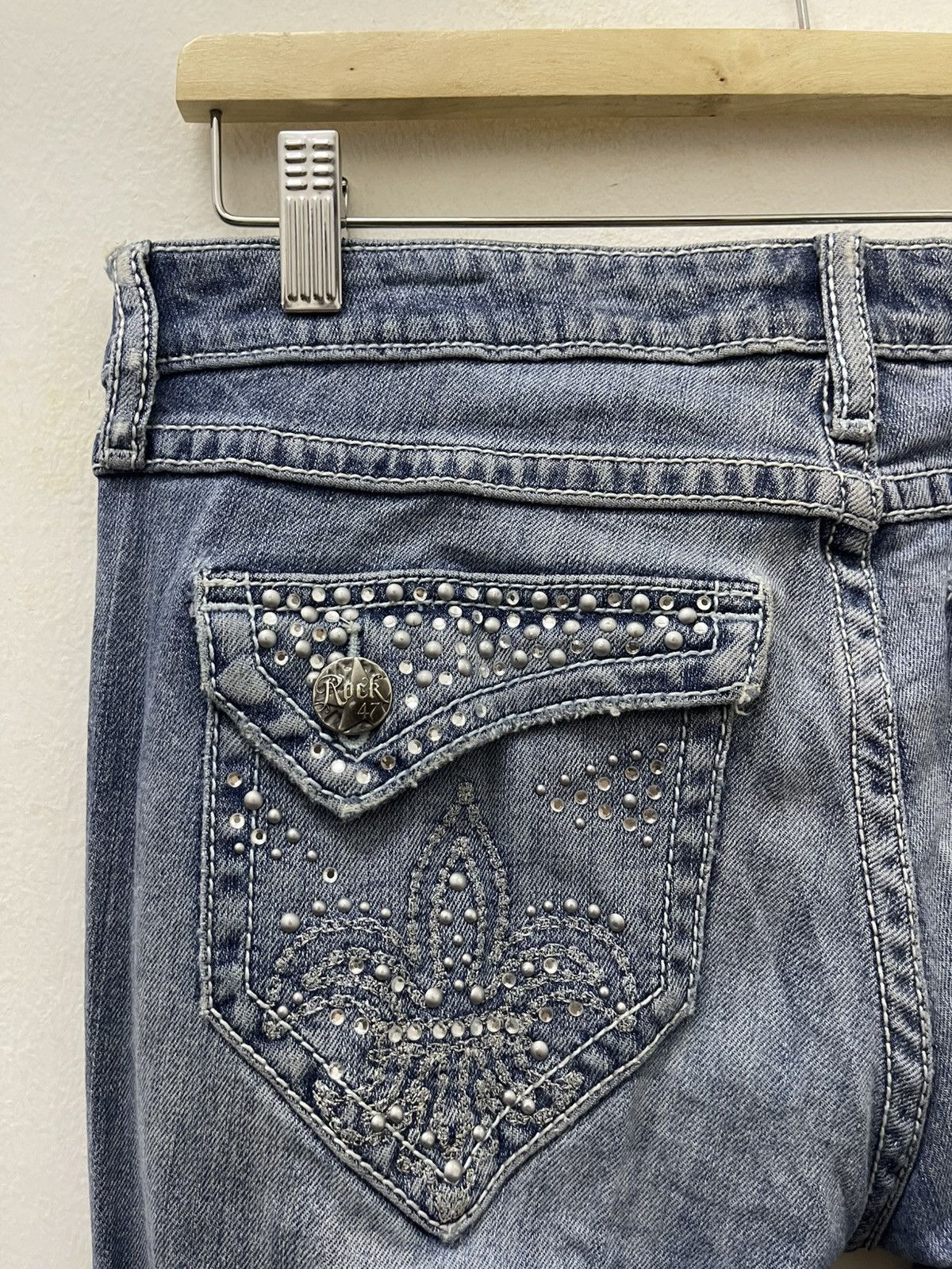 Wrangler Rare Vintage ROCK 47 By Wrangler Ultra Low Rise Flare Size US 31 - 5 Thumbnail