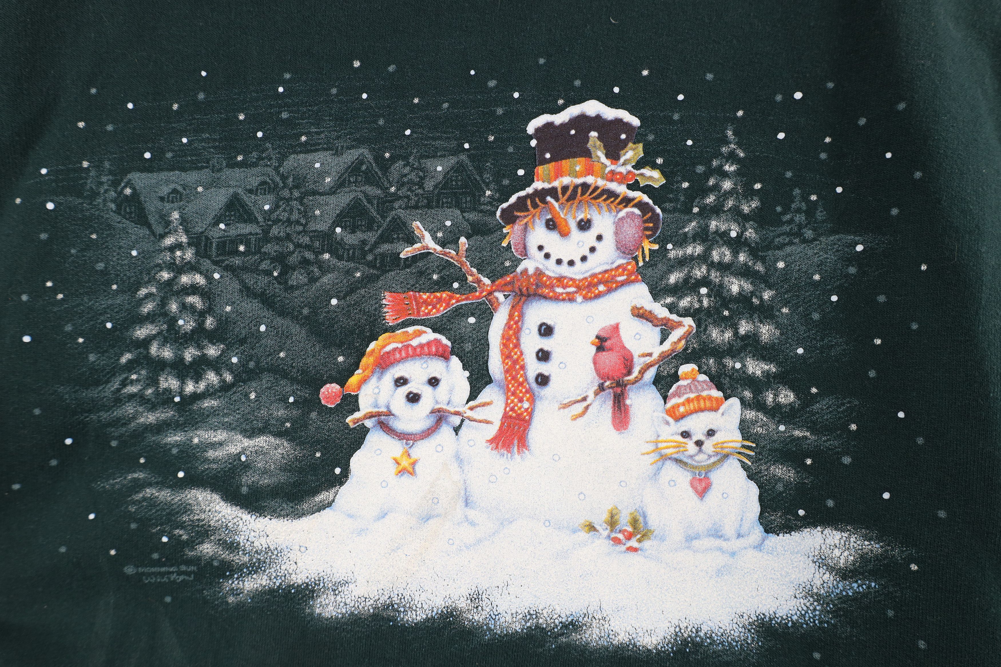 Vintage Vintage 90s Streetwear Christmas Dog Cat Snowman Sweatshirt Size M / US 6-8 / IT 42-44 - 4 Thumbnail