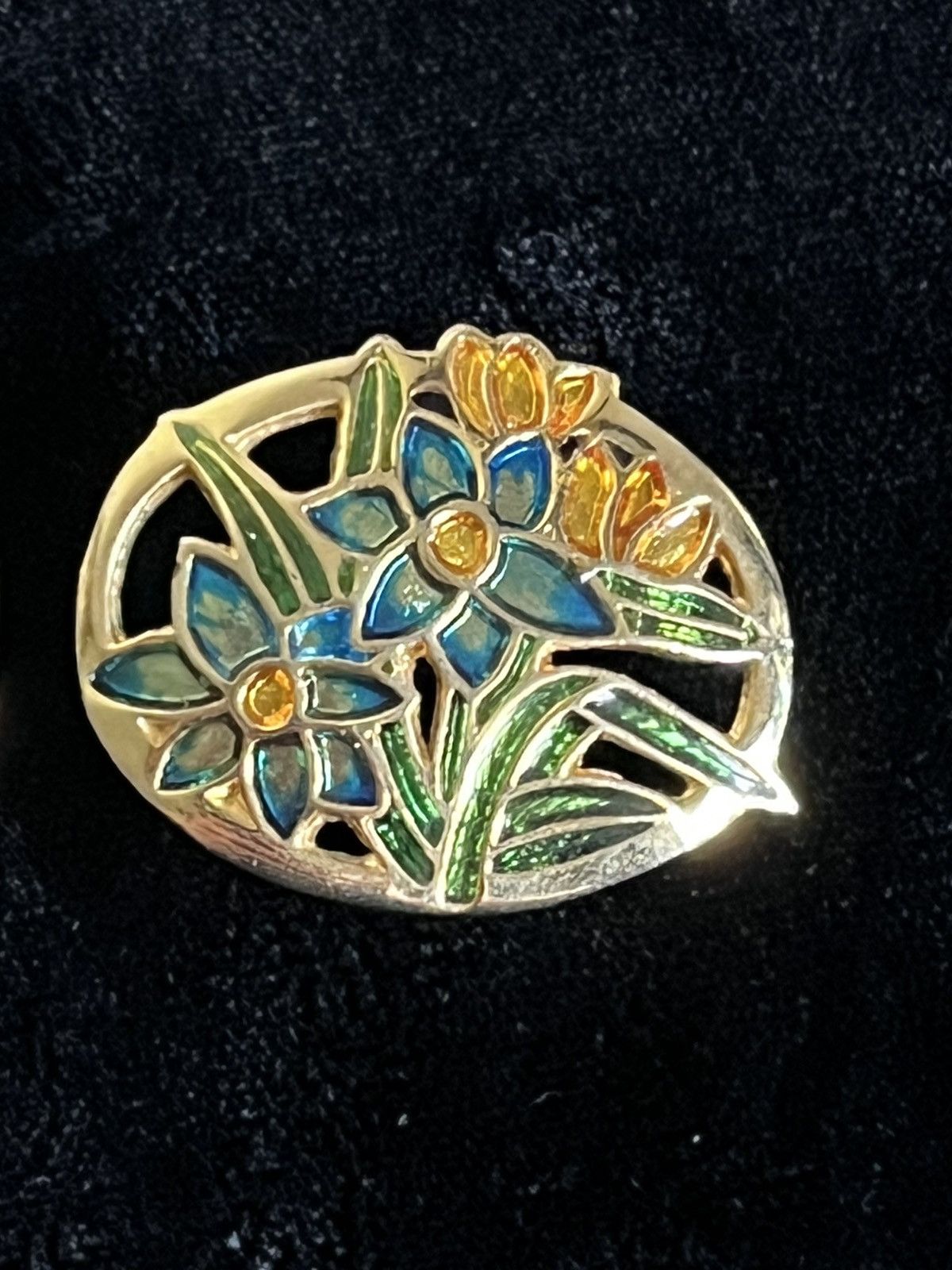 Other Vintage 1980s Cloisonné Enamel Floral Oval Post Earrings Size ONE SIZE - 2 Thumbnail