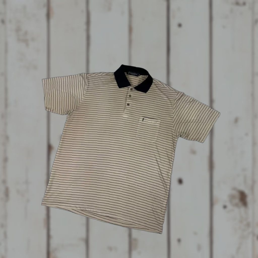 Yves Saint Laurent VINTAGE Saint Laurent YSL Silk Polo Shirt Striped 90s Men 2XL Beige Polo Men 2XL Beige Logo 90s Vintage Size US XXL / EU 58 / 5 - 1 Thumbnail