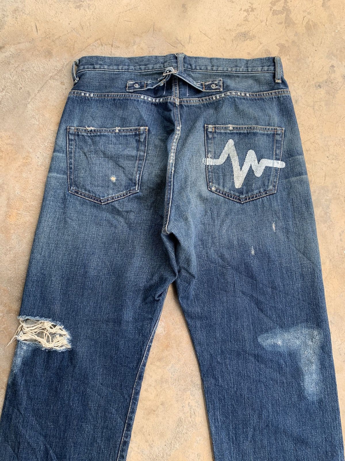 If Six Was Nine × Jean × WHIZ LIMITED Whiz Limited Japan Ripped Selvedge Distressed Denim Size US 35 - 6 Thumbnail