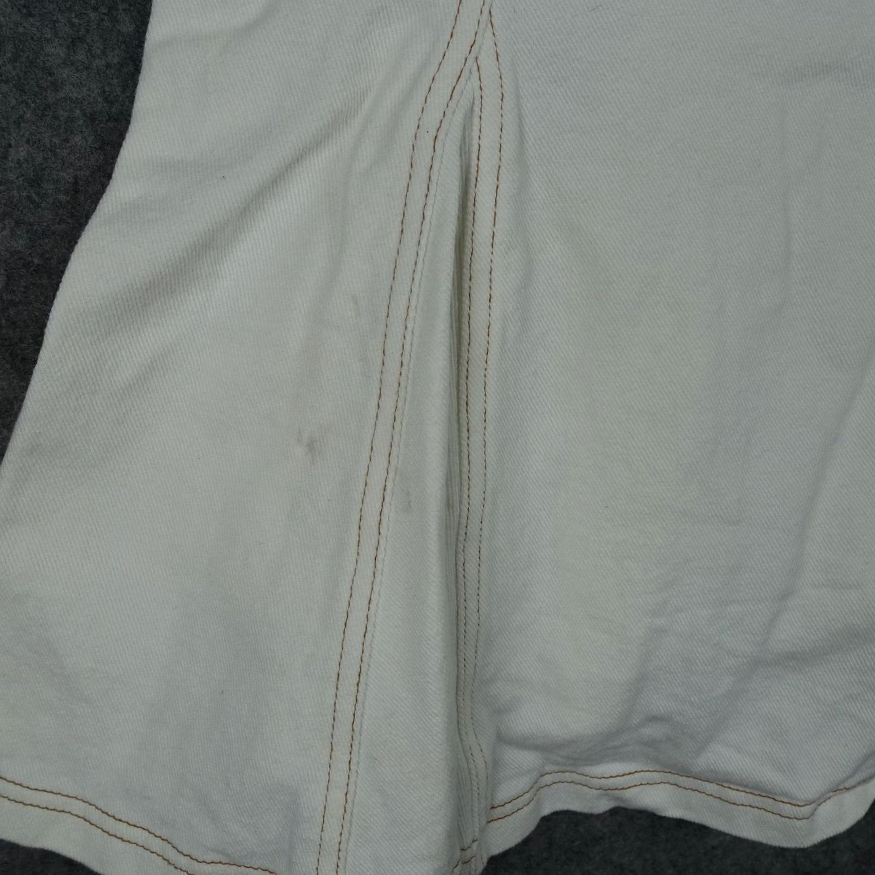 Vintage En Saison Dress Womens M White Cotton Denim Fit & Flare Square Neck Sleeveless Short Casual 100% Cotton Size M / US 6-8 / IT 42-44 - 3 Thumbnail