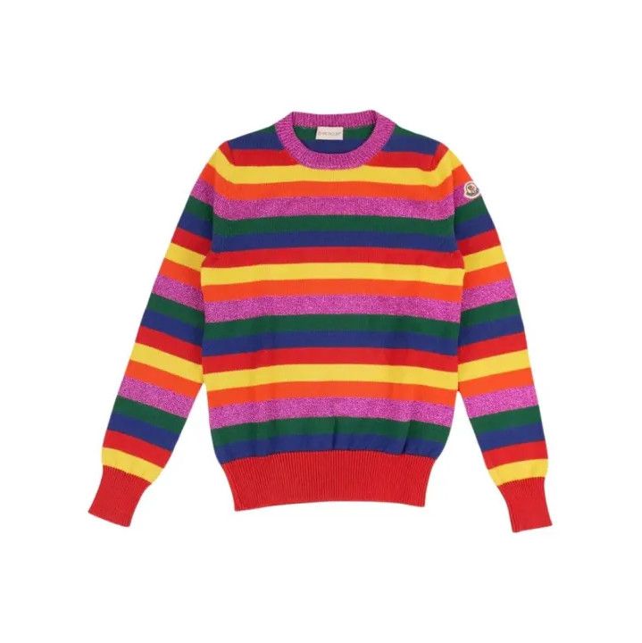 Moncler Moncler Striped Logo Crewneck Long-Sleeve Knit Sweater Size US XS / EU 42 / 0 - 1 Thumbnail