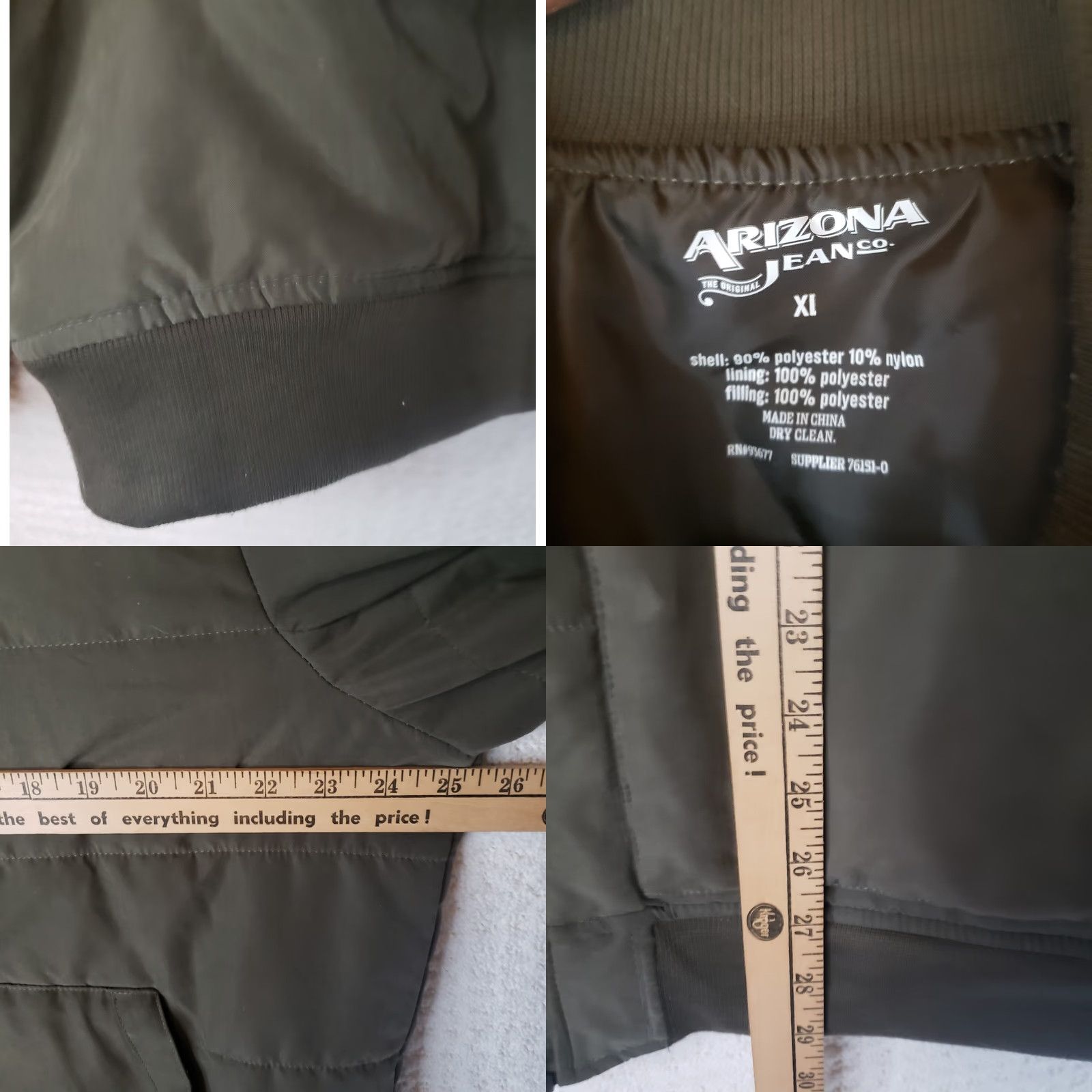 Vintage ARIZONA JEAN CO. Olive Green Puffer Jacket Mens XL Lightweight Softshell Full Zip Quilted Nylon Lining Winter Fall Spring Casual Travel Vintage: No Size US 36 / EU 52 - 9 Thumbnail