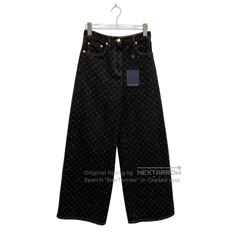 Louis Vuitton Louis Vuitton 25 Years Black Full Logo Denim Wide Leg Pant Size US 34 / EU 50 - 1 Thumbnail