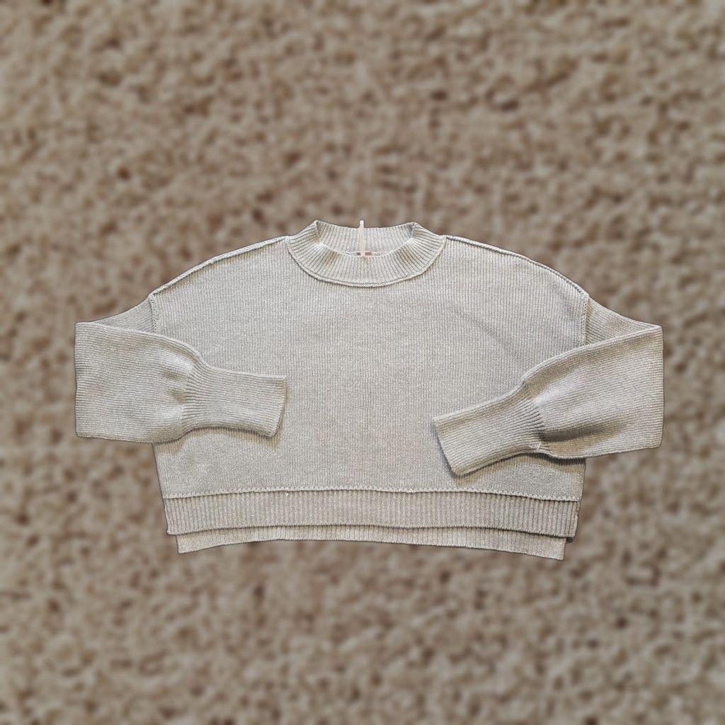 Free People Free People Sweater Womens XS Gray Cropped Oversized Capsule Casual Minimal Shirt Hull? Size XS / US 0-2 / IT 36-38 - 1 Thumbnail