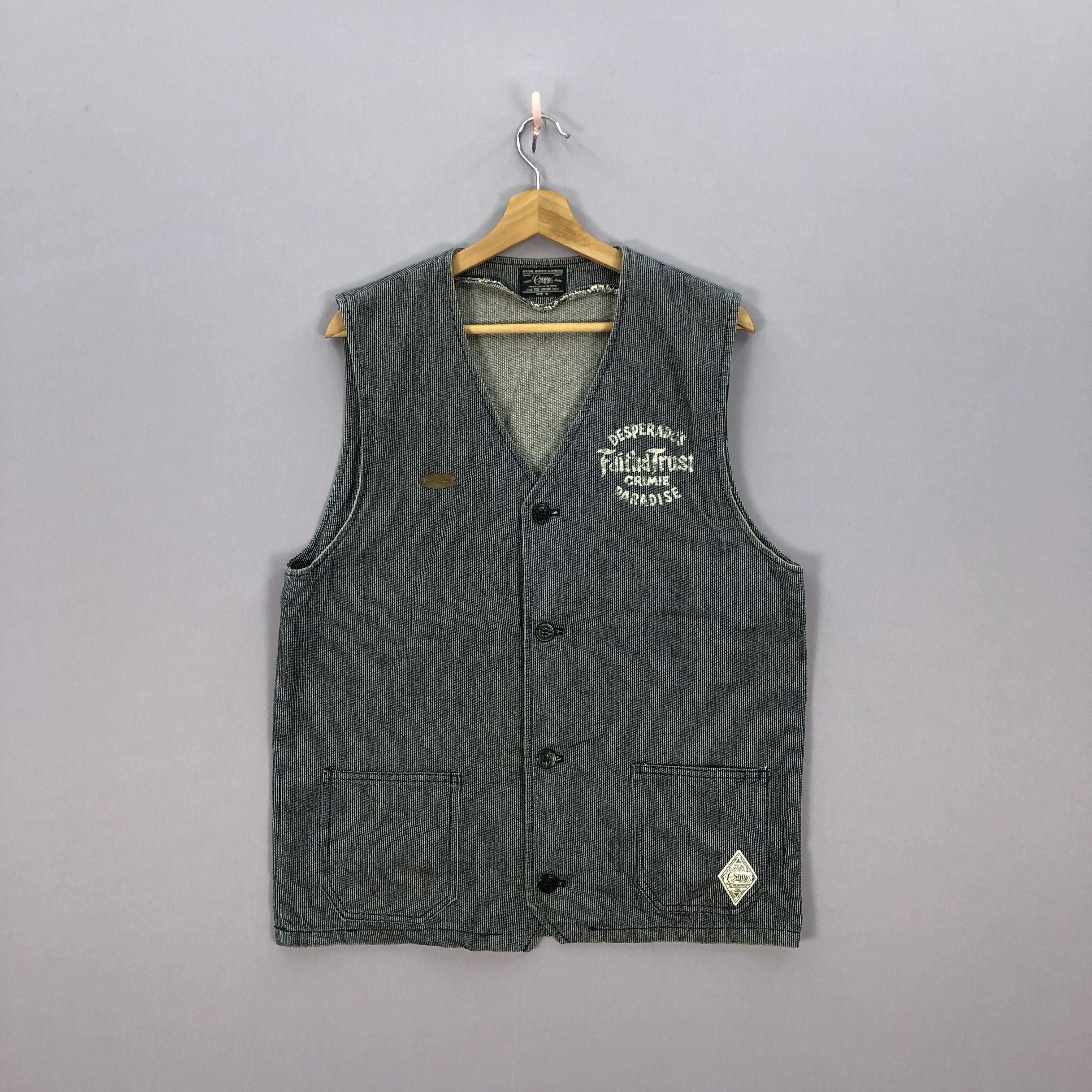 If Six Was Nine × Japanese Brand × Vintage Vintage The Crimie Hickory Vest Denim Jackets Size US M / EU 48-50 / 2 - 1 Thumbnail