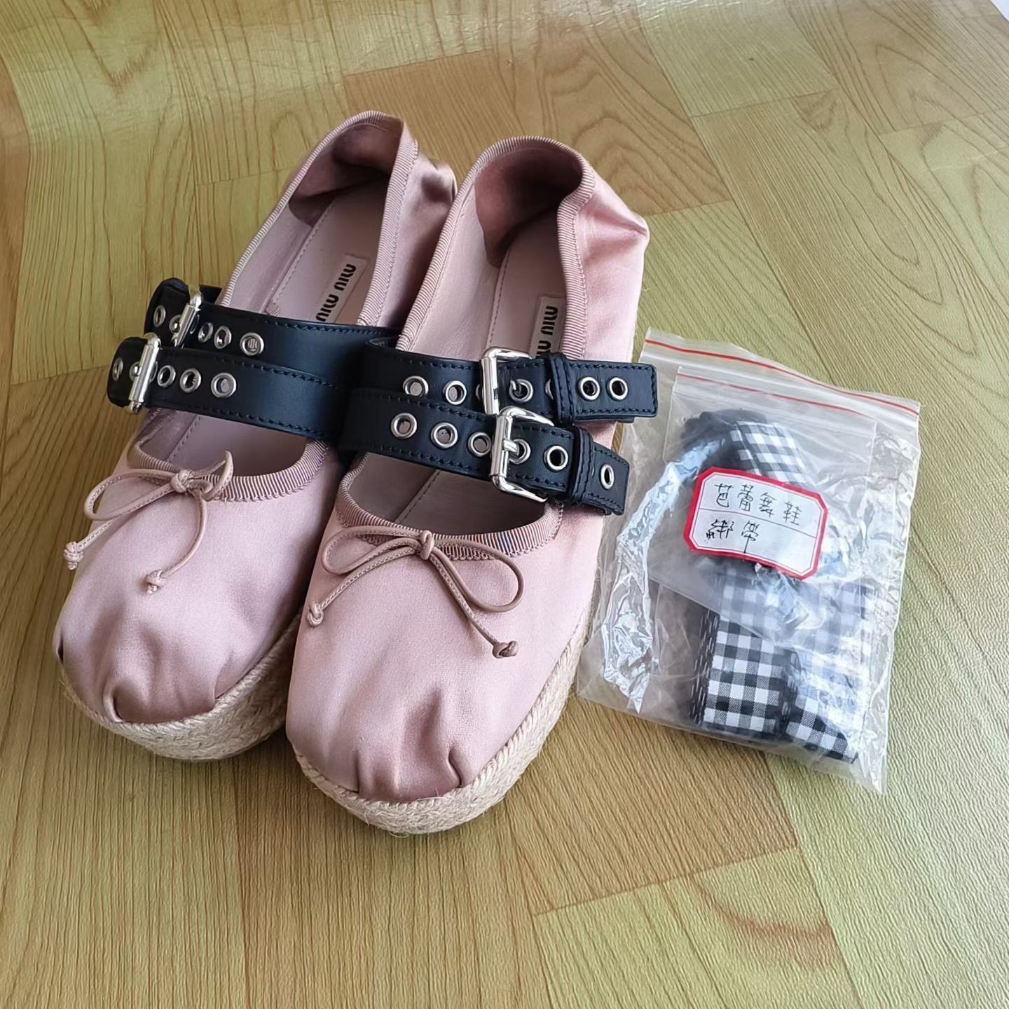 Miu Miu MIU MIU Pink Bow Thick-Soled Ballet Shoes Size US 6.5 / IT 36.5 - 1 Thumbnail