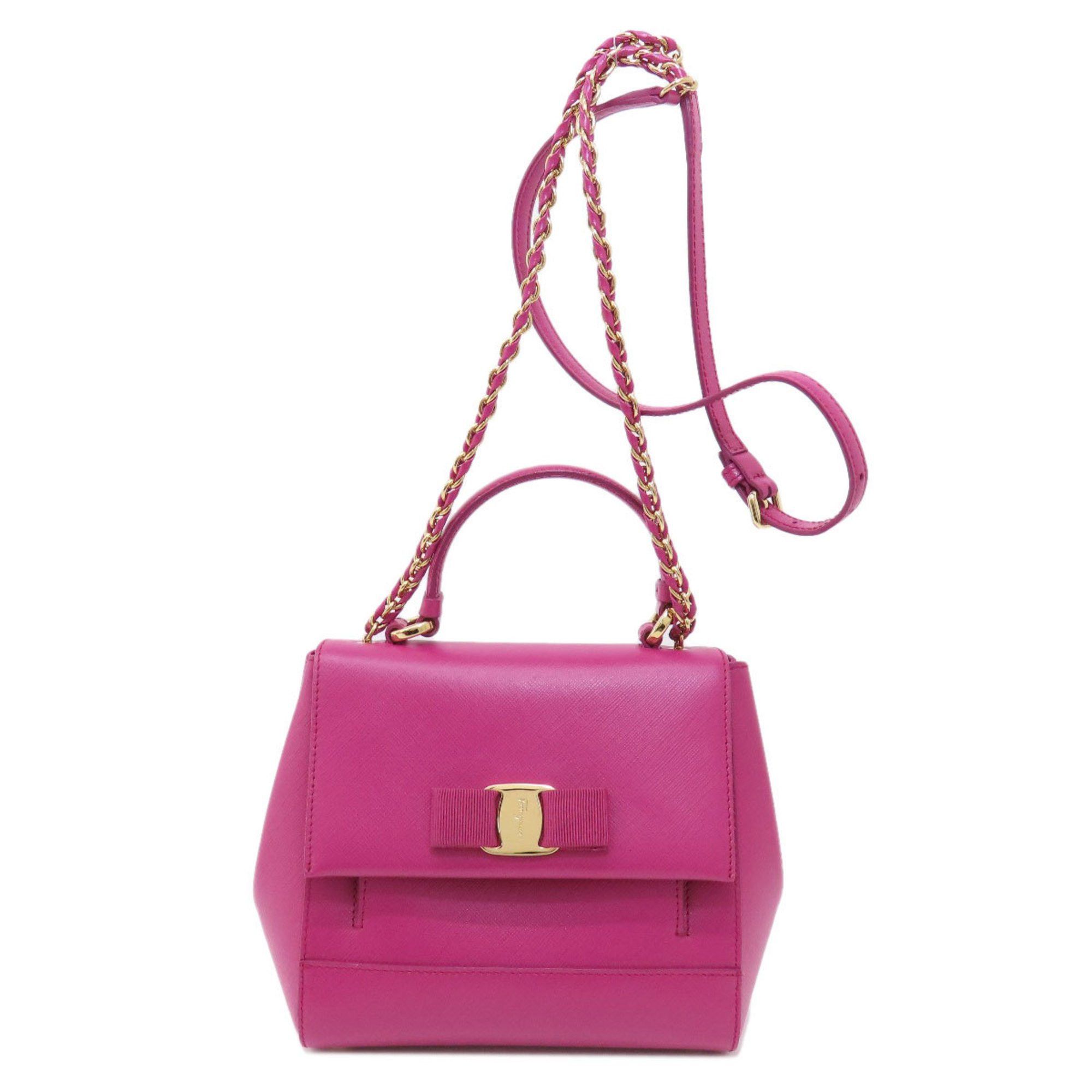 image of Salvatore Ferragamo Vara Ribbon Handbag Leather Women's in Purple