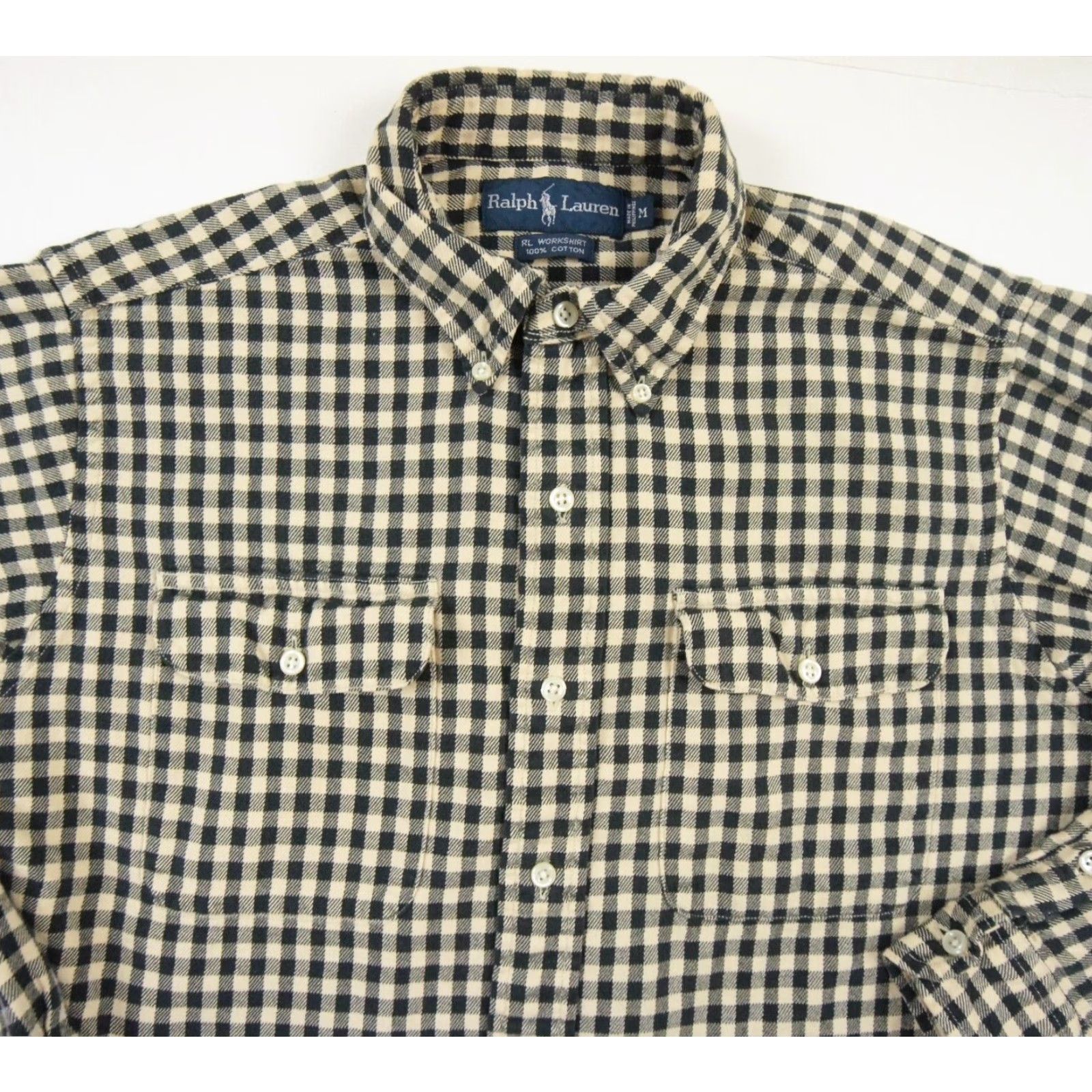 Ralph Lauren Ralph Lauren Mens Medium Button Down Shirt Beige Check Cotton Button-Up Mens Size US M / EU 48-50 / 2 - 2 Thumbnail