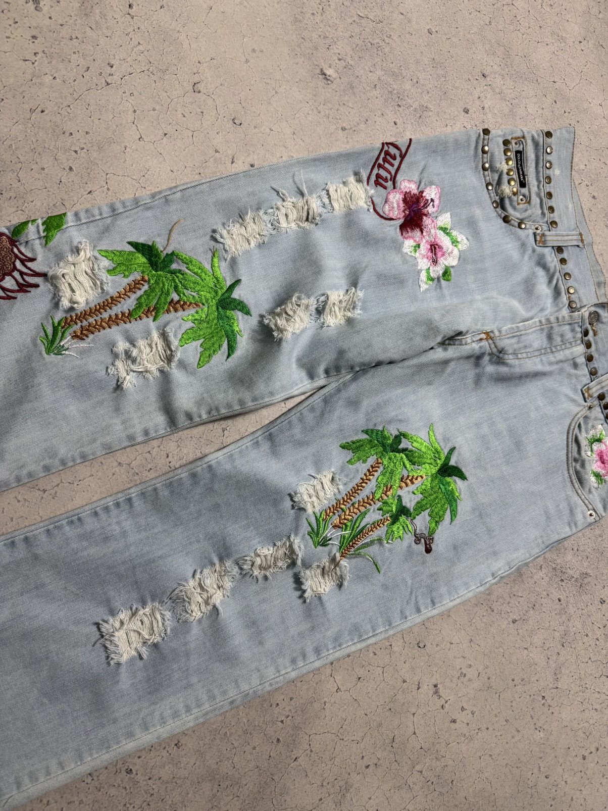 Dolce & Gabbana Dolce & Gabbana Hawaiian Tropical Denim Jeans Size 50 Y2K Size US 34 / EU 50 - 5 Thumbnail