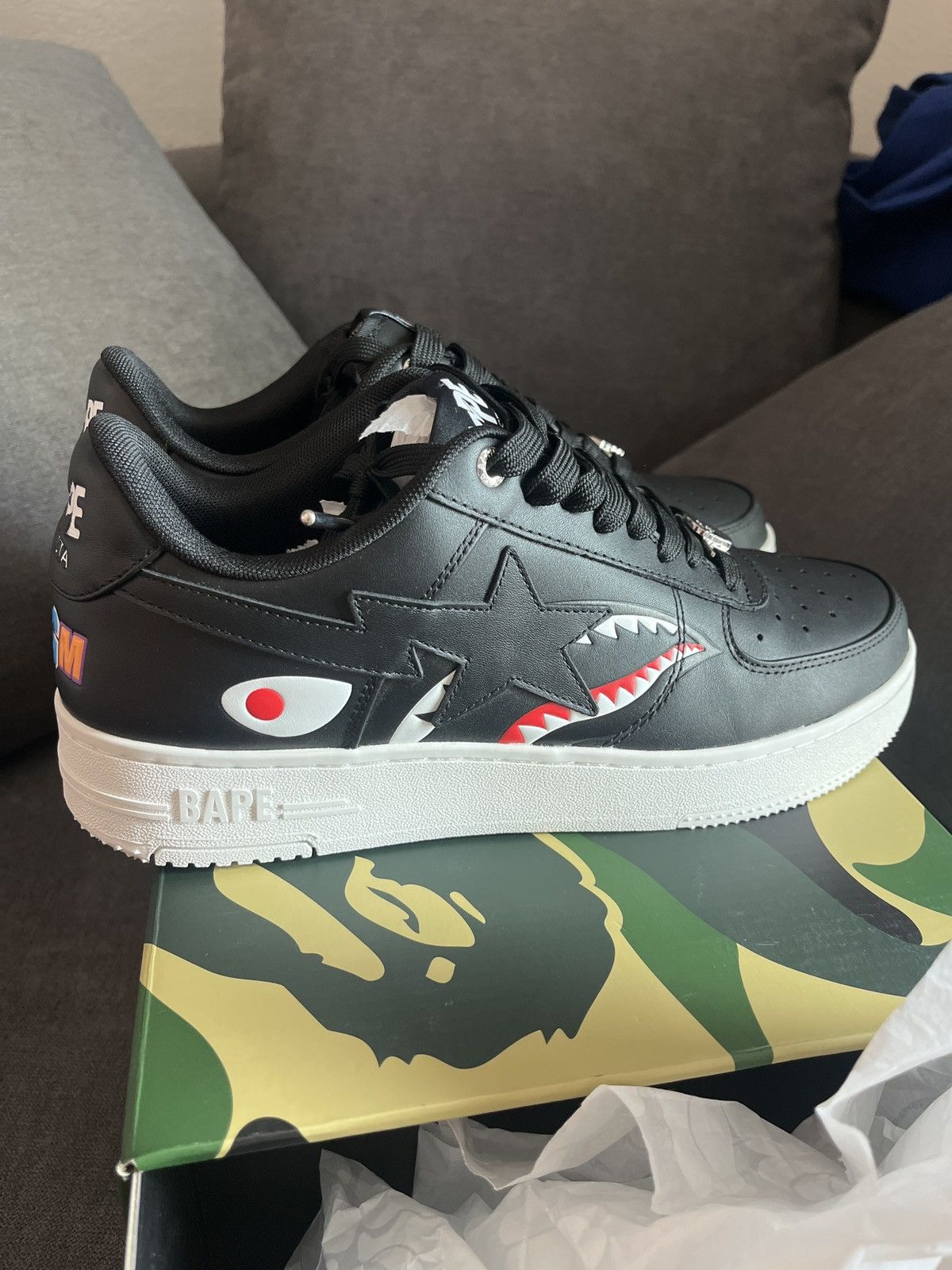 Bape BAPESTA SHARK “m2” BLACK Size US 9 / EU 42 - 7 Thumbnail
