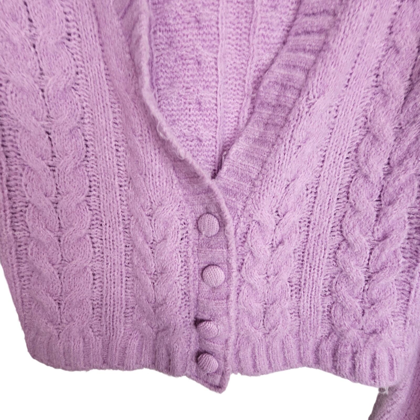 For Love & Lemons For Love & Lemons Billie Cable Knit Cropped Cardigan Sweater Size XS / US 0-2 / IT 36-38 - 4 Thumbnail