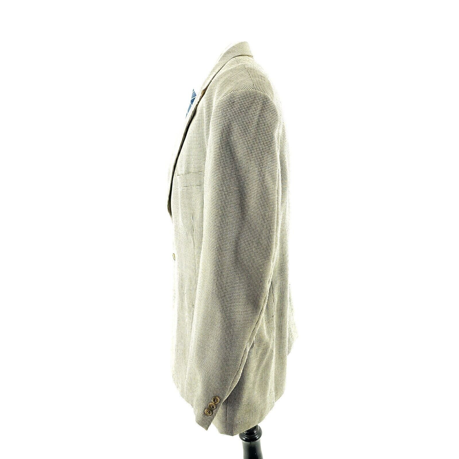 Adolfo Dominguez Adolfo Silk Wool 3 Button Sport Coat 44R Black Tan Nailshead Size 44R - 4 Thumbnail
