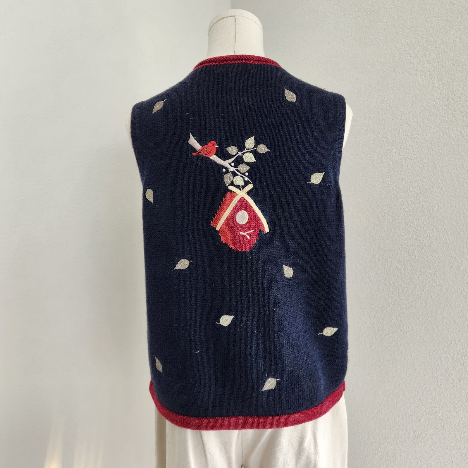 Vintage Vintage 90s Navy Blue Fall Knit Sleeveless Sweater Vest S Size S / US 4 / IT 40 - 6 Thumbnail