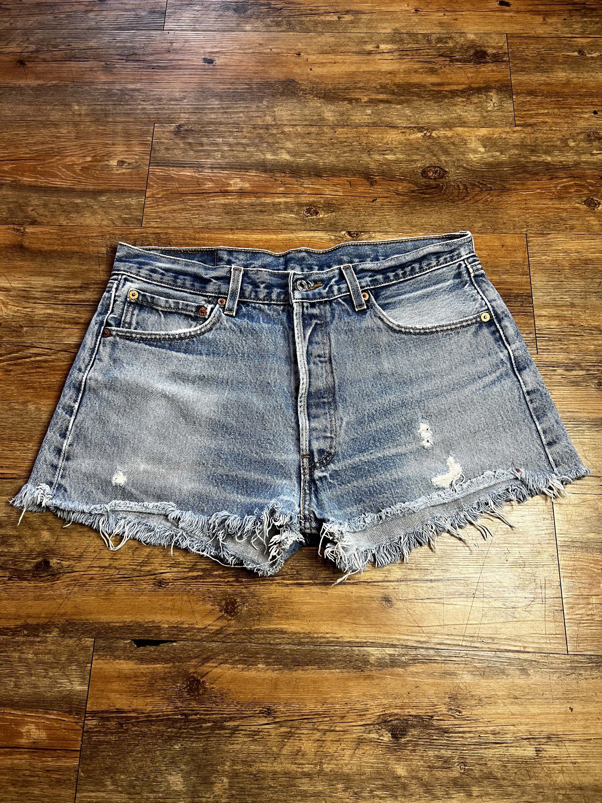 Levi's Vintage Clothing Vintage 1990's Levi's 501 Cut Off Blue Jean Short Shorts Size 33" - 12 Thumbnail