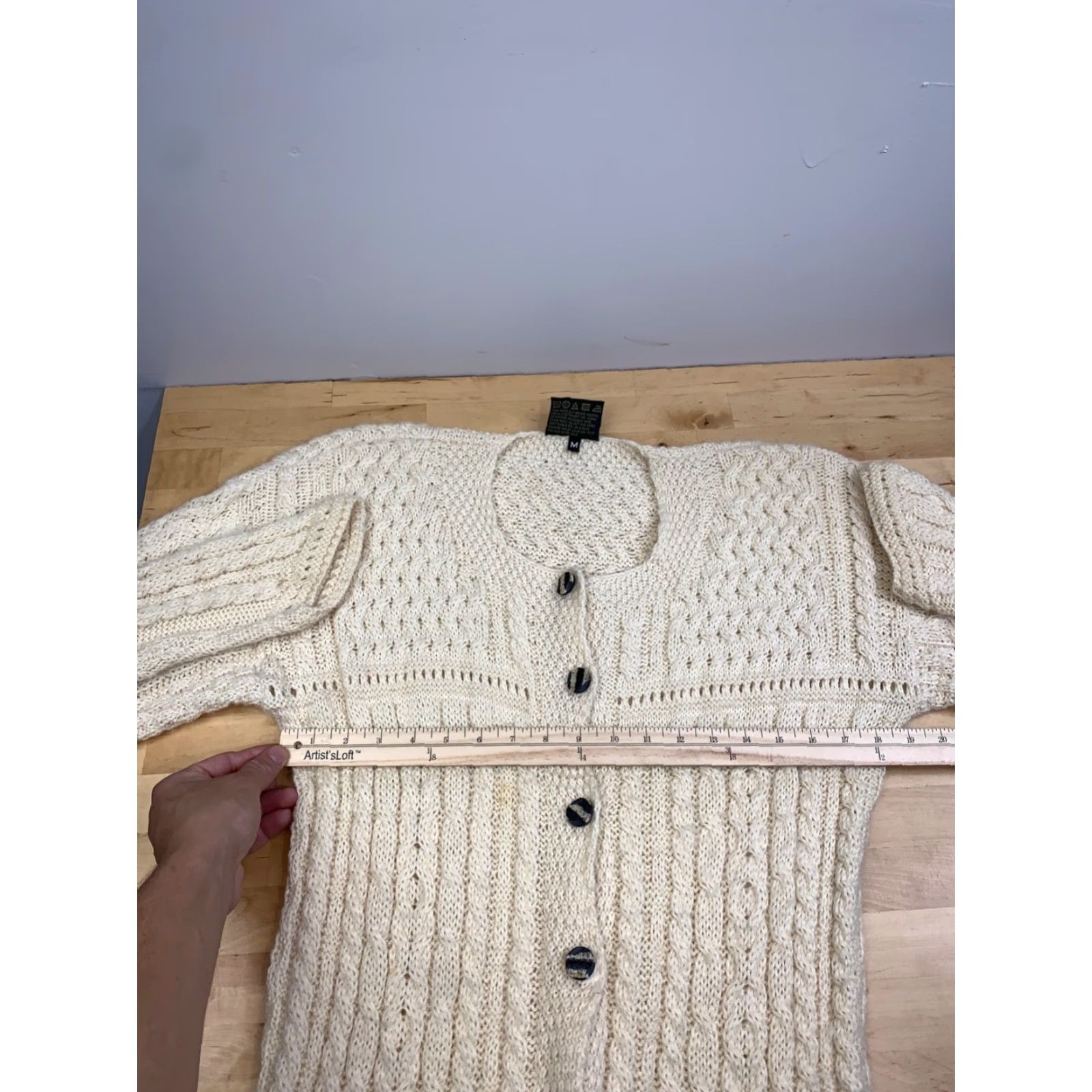 Vintage Carraig Donn Cardigan Womens M Beige Wool Knit Button Knit Casual Long Sleeve Regular Size M Cardigan Wool Beige 12412 Womens Vintage-Style? Size M / US 6-8 / IT 42-44 - 7 Thumbnail