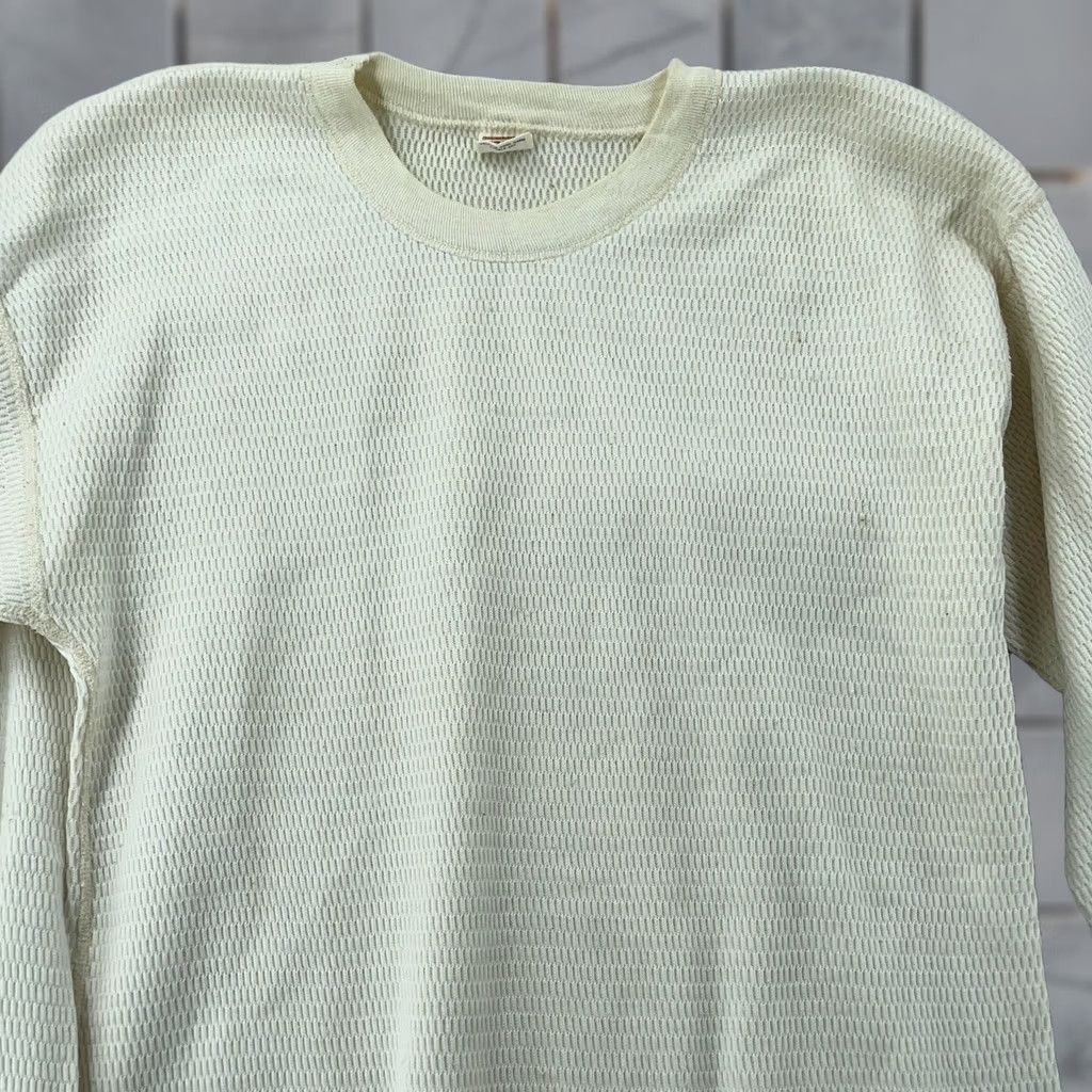 Off-White VINTAGE Maverick Shirt Mens M Off-White Ivory Thermal Crew Long Sleeve 80s Knit Size US M / EU 48-50 / 2 - 1 Thumbnail