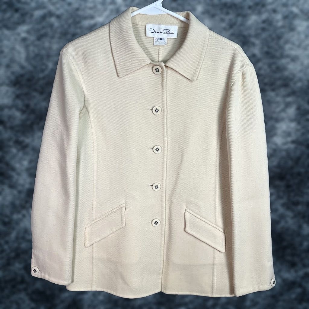 Oscar De La Renta Oscar de la Renta Jacket Womens 8 Wool Ivory Button UK Italy Made in Italy Vintage No Size M / US 6-8 / IT 42-44 - 1 Thumbnail