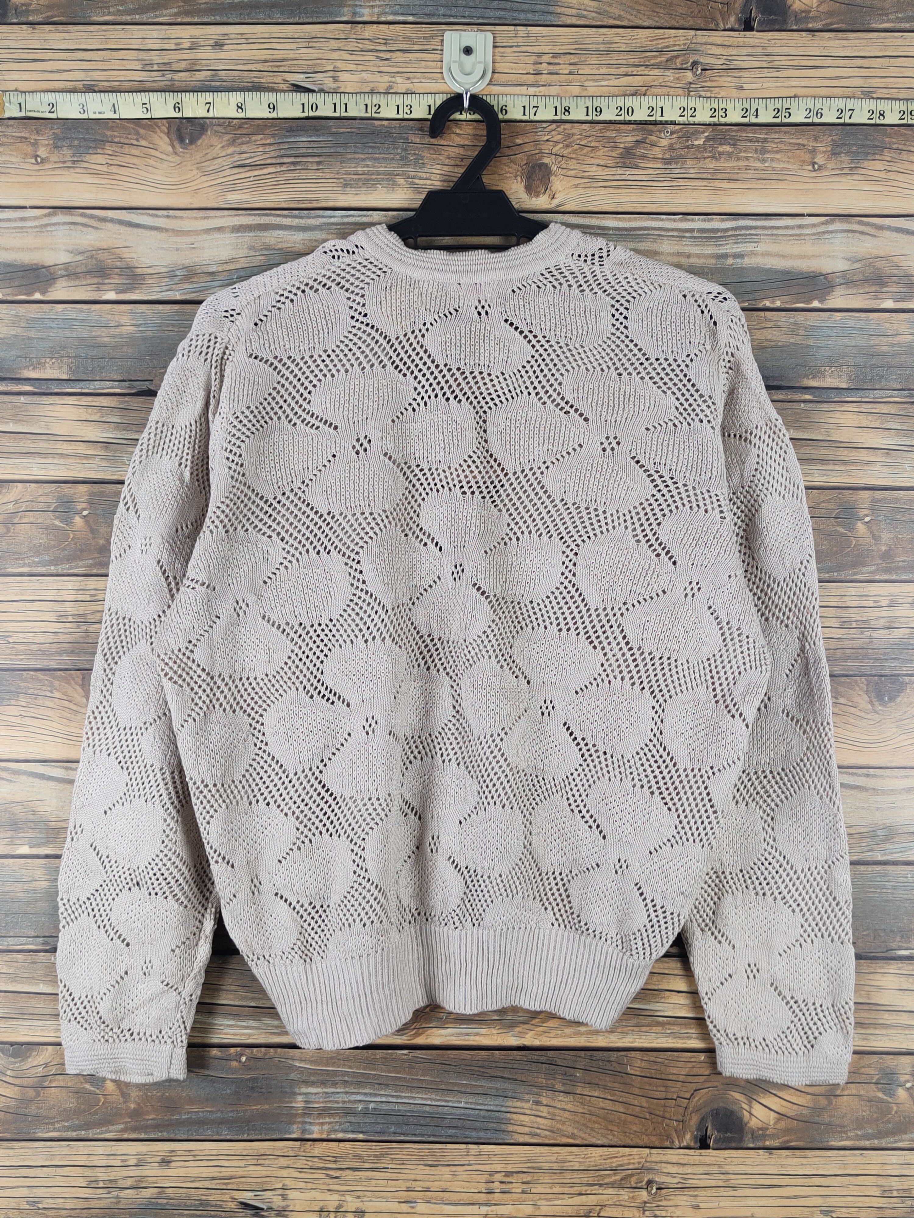 Vintage Fujii Light Brown Crochet MeshNet Knitwear Cardigan #W1772 Size US M / EU 48-50 / 2 - 8 Thumbnail